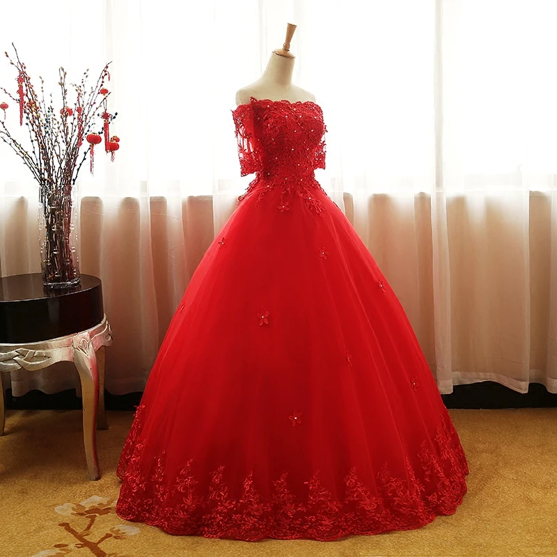 Бальное платье красное платье Quinceanera саудовско-Аравийский Тюль корсет сладкий 16 платья для выпускного вечера vestidos de 15 anos; сезон лето милые шестнадцать платье