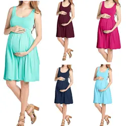 Летний халат для кормящих женщин без рукавов жилет платье для беременных и кормящих женщин платье пижамы юбка женская одежда для