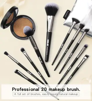 

20 pcs/Set Eye Makeup Brush Kit Nylon Fiber Eye Shadow Powder Foundation Eyes Eyebrow Lip Eyeliner Make Up Fan Brush PH2