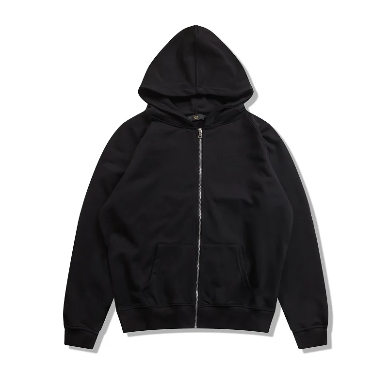 Толстовка с капюшоном qoolxcwear Мужская черная плотная серая уличная одежда брендовая одежда однотонная Повседневная свободная толстовка на молнии качественный хлопковый топ 2606