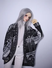 BJD – Cardigan chauve souris avec ourlet en Arc, vêtements de poupée, noir et gris, pour 1/3 et 1/4 BJD SD MSD SD17 oncle POPO68 SSDF, taille bjd
