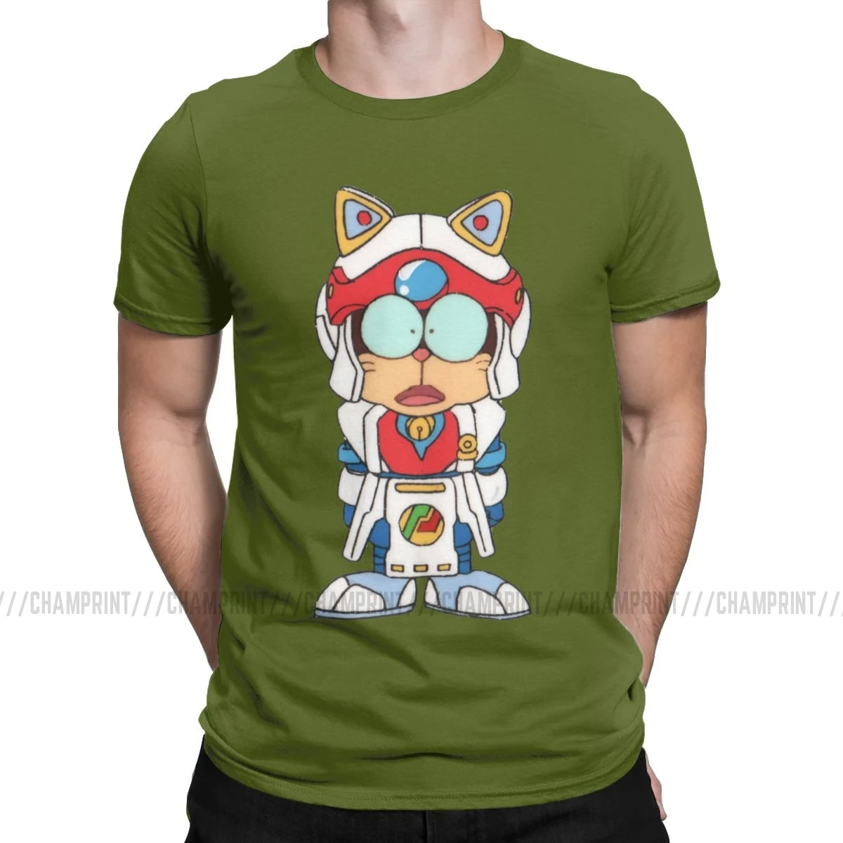 Samurai Pizza Cats Speedy Cerviche мужские футболки с рисунком кошки 90s японское Ретро аниме футболки с коротким рукавом хлопковые размера плюс - Цвет: Армейский зеленый