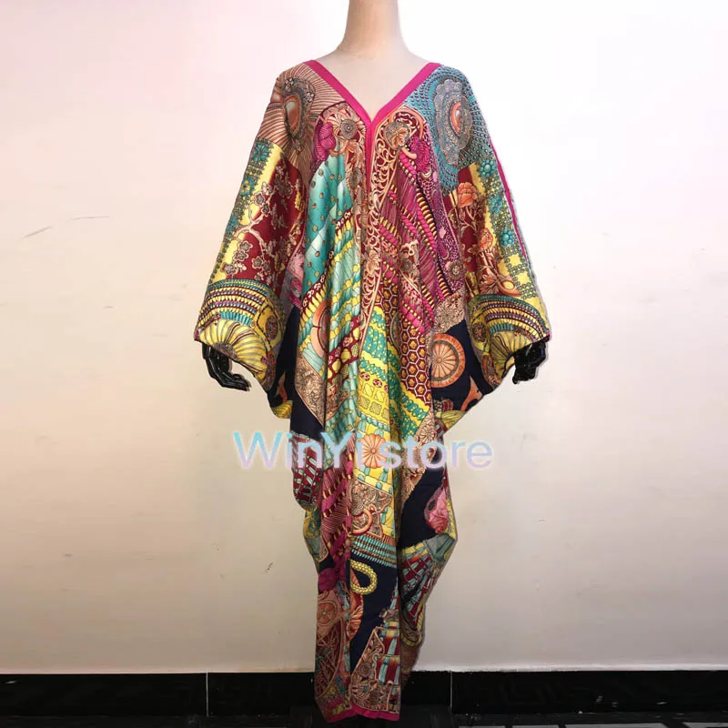 Платье Дашики с принтом богемное хиджаб Loosevetidos Elegantes мусульманский Abaya халат Bazin