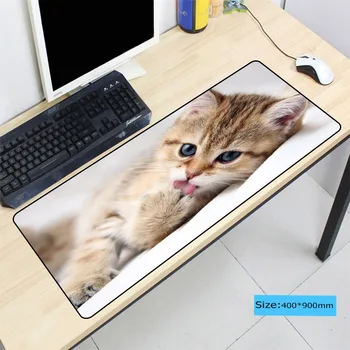 

Cute White Cat Painting Durable Overlock Mouse Pad PC Computer Laptop Gaming Mice Play Mat Mousepad For LOL CSGO Gamer