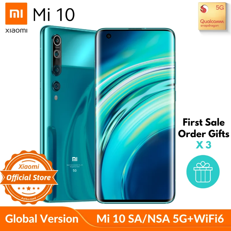 Глобальная версия Xiaomi Mi 10 5G SA/NSA Qualcomm 865 8 ГБ 128 ГБ / 256 ГБ смартфон WiFi 6 LPDDR5 UFS 3.0 108MP Pro Камера 8K Видеозапись NFC Google Pay AMOLED Дисплей Глобальная версия Xiaomi Mi 10 5G SA/NSA Qualcomm 865 8 ГБ 128 ГБ / 256 ГБ смартфон WiFi 6 LPDDR5 UFS 3.0 108MP Pro Камера 8K Видеозапись NFC Google Pay AMOLED Дисплей