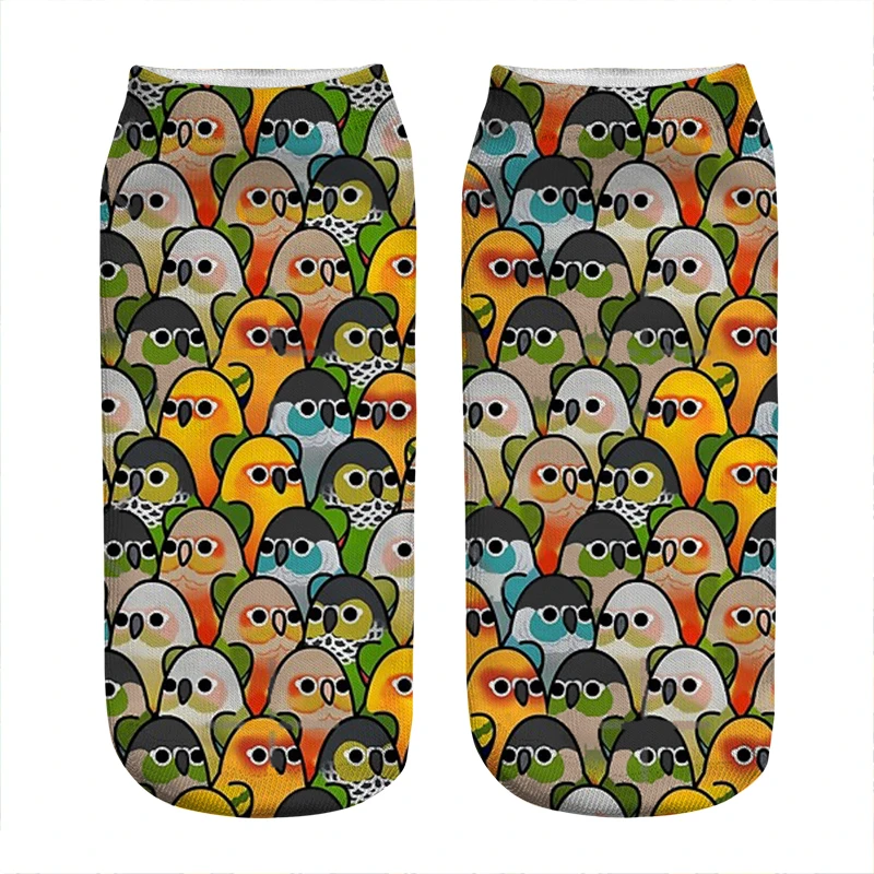 

Women's socks kawaii Funny Parrot Team Cartoon Printed Socks Woman harajuku Happy Funny Novelty cute girl gift Socks for women