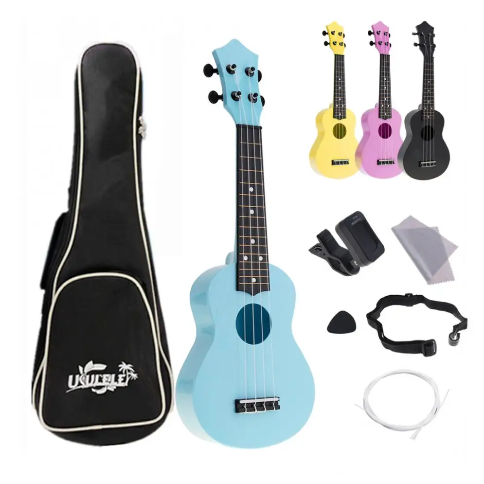 Ukulele Set 4 Strings 21 Inch Soprano Acoustic For Kids And Music Beginners