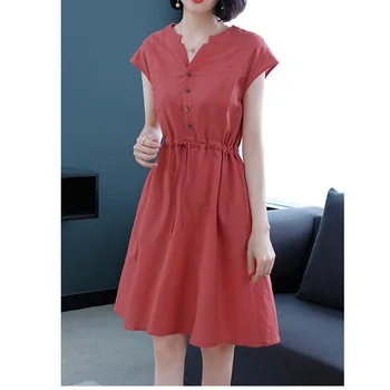 

Madam clothing OWLPRINCESS Cotton and Linen Dress Women's 2020 New Autumn Mid-Length plus Size Dress