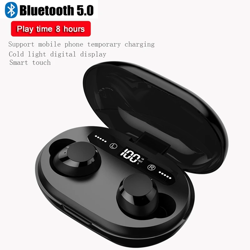 C8S Tws Bluetooth 5,0 наушники 6D стерео беспроводные наушники Водонепроницаемая гарнитура со светодиодным дисплеем зарядная коробка