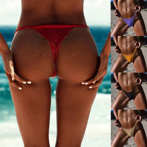 Sexy Thongs Women Bikini Bottom Brazilian G-strings Swimwear Swimsuit Solid Swimming Bathing Suits Female Swimming pants 1pc