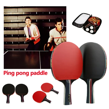 

Professional Ping-Pong Racket Ping Pong Bat 2pcs/Set Rubber Log Black Red Short Handle Table Tennis Bat Sturdy Environmental