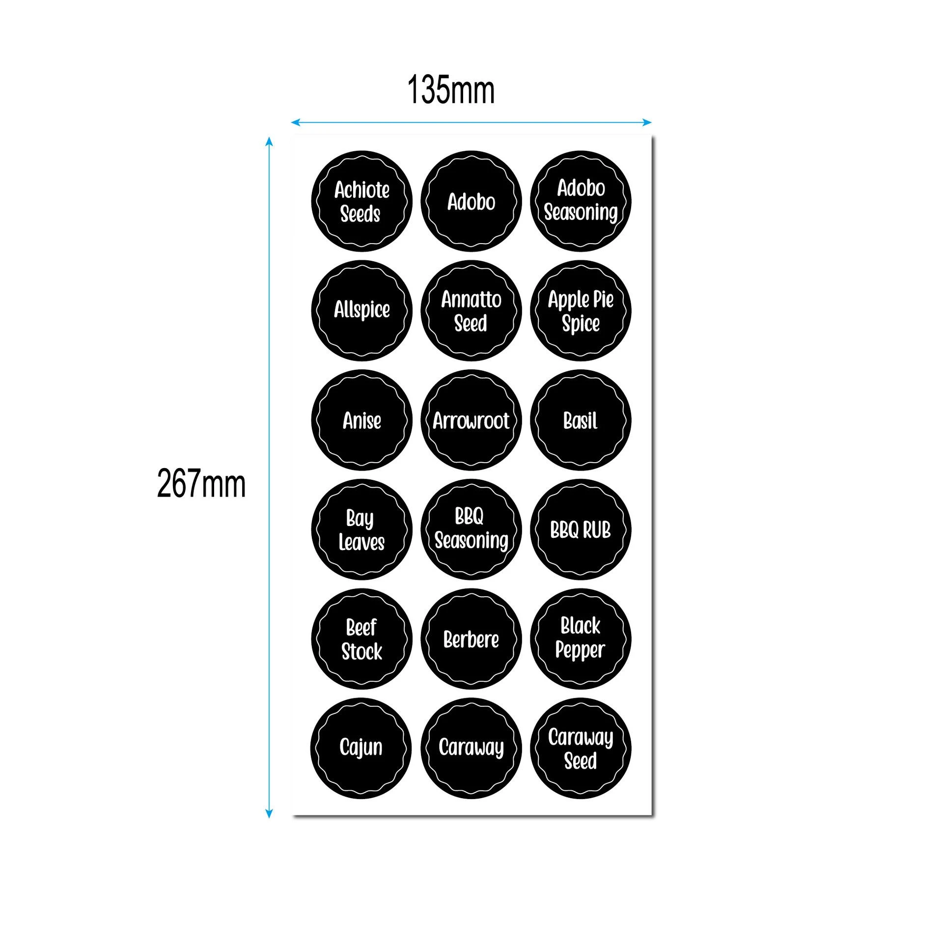 144 276個スクリプトスパイスラベル印刷済み白黒調味料ハーブスパイスジャーラベルデカール粘着性ラウンド黒板 Wall Stickers Aliexpress
