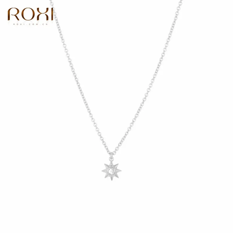 ROXI 925 пробы, серебряные ожерелья со звездами и кулоном, массивное ожерелье для женщин, цепочка на шею, колье, ювелирное изделие