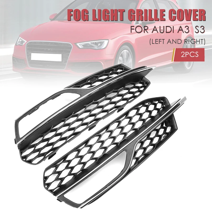 

ABS Front Bumper Fog Light Grilles Grill For Audi A3 S3 2013 2014 2015 2016 2017 for A3 S-Line 2014 2015 2016 Car-styling