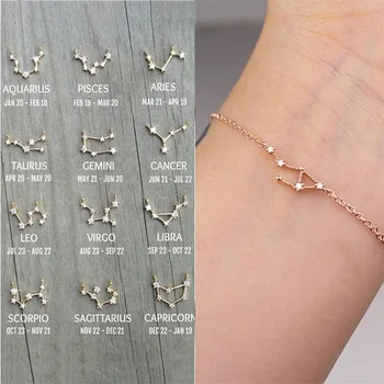 

Constellation Simple Bracelets for Women Charm Zodiac Pattern Chain Bangles Birthday Bracelet Jewelry Gift