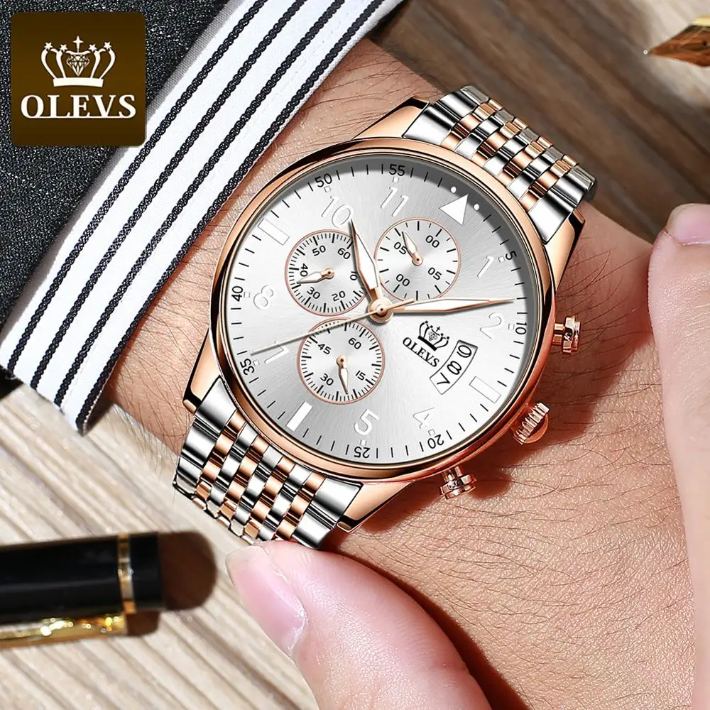 

Olevs original quartz movement multifunctional timing small three needle luminous waterproof men's watch birthday business gift