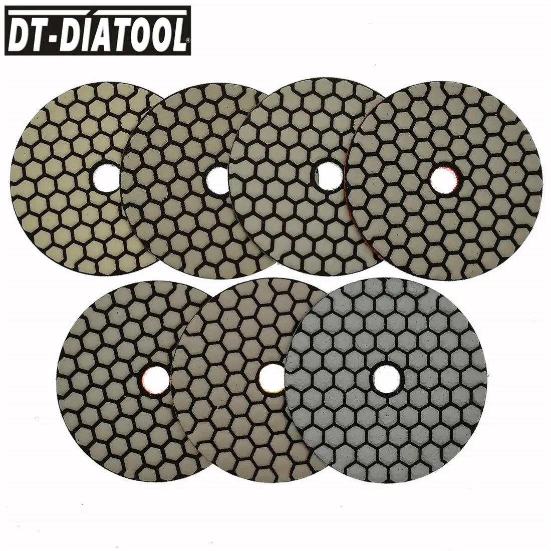 Dtdiatool 7pcs 100mm/4inch Grade A Dry Diamond Polishing Pads Resin