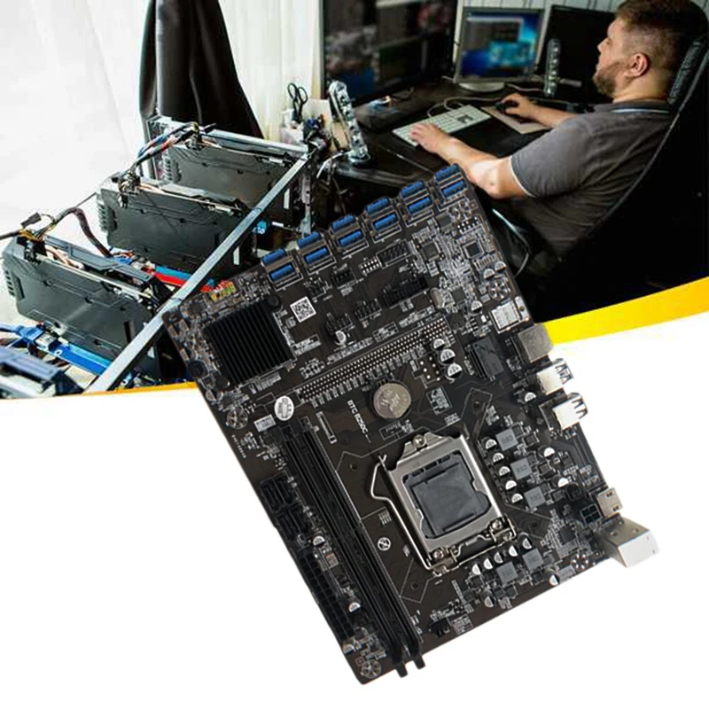 (Cupón de 3 $) placa base de minería B250C BTC con Cable SATA + Cable de interruptor 12xpcie a ranura GPU USB3.0 LGA1151 compatible con DDR4 DIMM RAM - Imagen 4