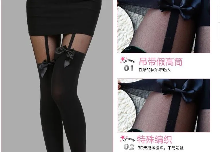 Новые популярные сексуальные женские колготки с бантиком на подтяжках, чулки, черные бархатные эластичные мягкие хлопковые колготки выше колена