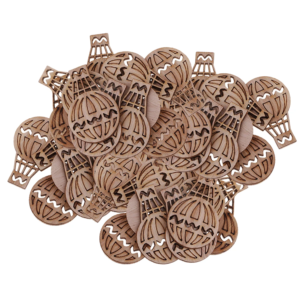100 Mini Wooden Cutout Hot Air Balloon Shape Wood Craft Art DIY Scrapbooking