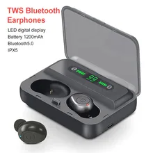 TWS Беспроводные Bluetooth 5,0 наушники Bluetooth наушники с светодиодный цифровым дисплеем внешний аккумулятор гарнитура 8D стерео беспроводные наушники