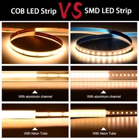 UL Listed COB LED Strip Light 320 480 LEDs/m 16.4ft High Density Flexible Tape Ribbon 3000-6500K RA90 Led Lights DC12V 24V 3