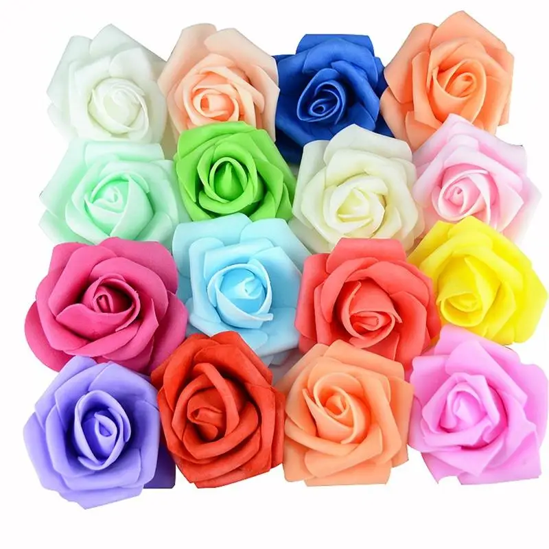50 шт. 6 см искусственные из ПЭ пены розы цветы головы для свадебное украшение для дома DIY Скрапбукинг венок-гирлянда дешевый цветок