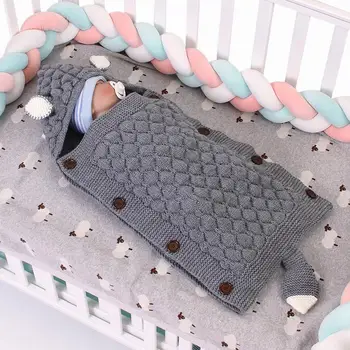 

Baby Blanket Knitted Newborn Swaddle Wrap Soft InfantSleeping Bag Stroller Accessories Blanket T174