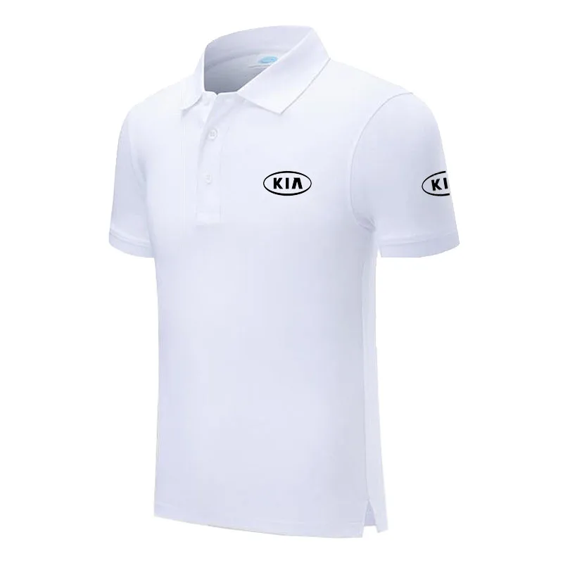 

Top quality Summer New Men's short sleeve polos shirts solid color mens Kia polos shirts male tops