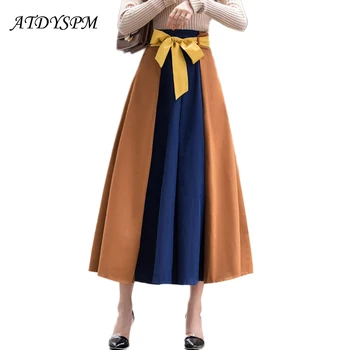 

ATDYSPM Fashion High Waist Skirts Womens Loose Big Swing Midi Skirt Elegant Casual A-line Women Skirt Falda De Mujer
