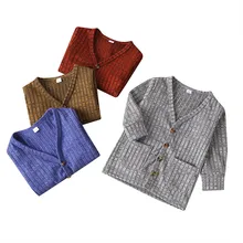 От 0 до 3 лет унисекс, для новорожденных Детская Верхняя одежда, куртка пальто вязаный свитер Однобортный-осенней одежды