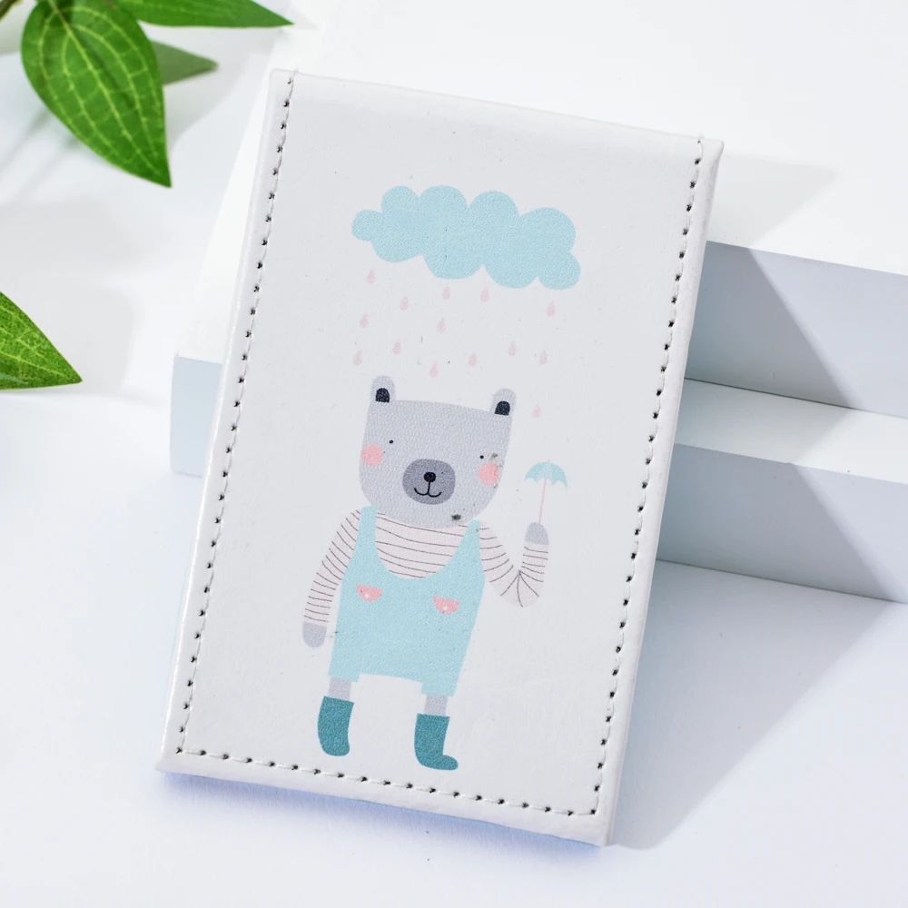 Vicney Cute Bear, настольное, одностороннее, из искусственной кожи, складное, для макияжа, принцесса, зеркало, средний, портативное, красота, туалетное, маленькое зеркало