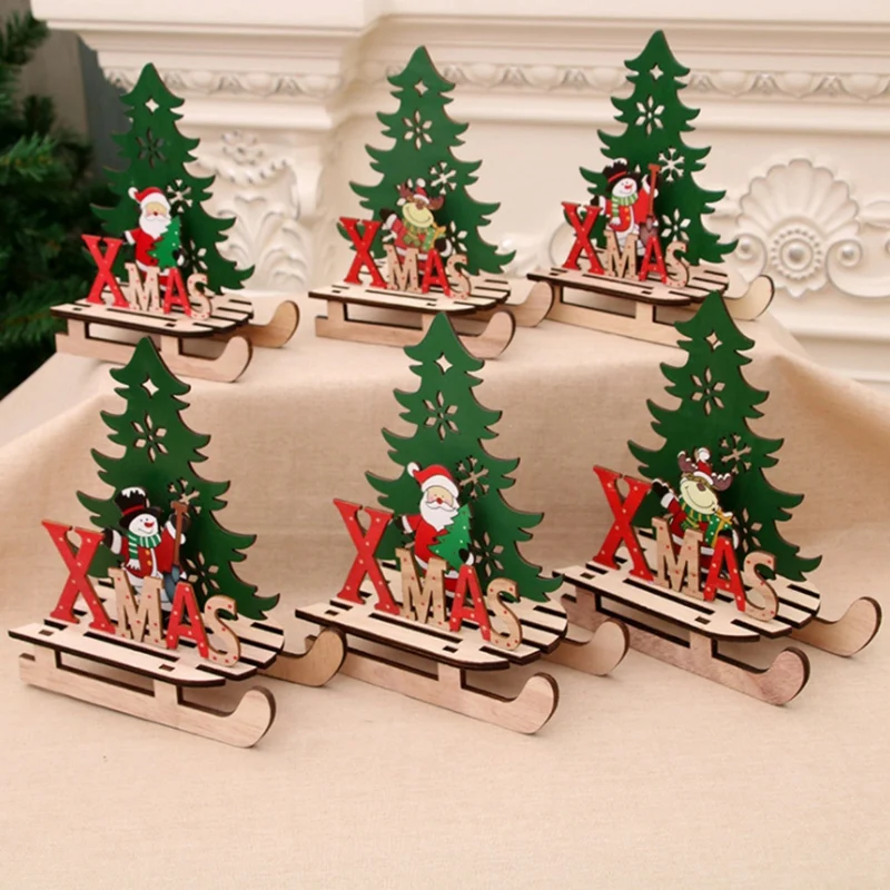 3 шт. деревянные подвески в форме рождественской елки сделай сам Санта