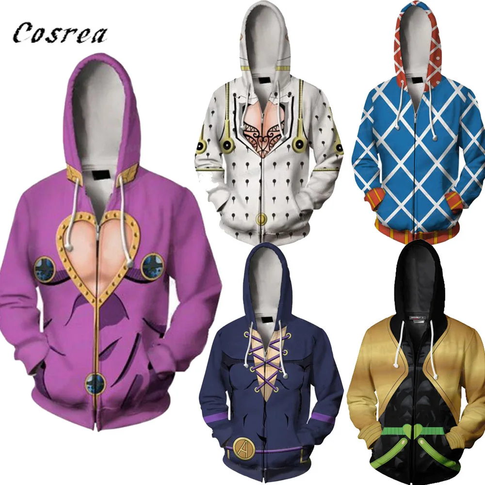 Хит продаж Аниме Jojo Bizzare Приключения худи на молнии для косплея Толстовка оптовая