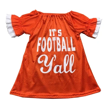 

“it's football yall”children girl sport style outfits RTS kids girl orange shirt for summer