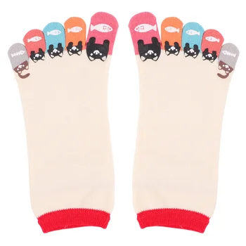 

1 Pair Comfortable Printing Durable Breathable Five Toes Socks Toe Separating Socks Tube Toe Socks Cotton Toe Socks for Female G