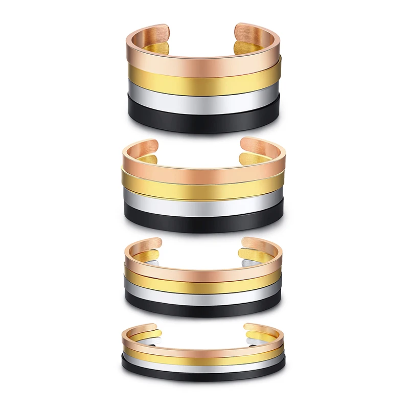 Assorted Colors 3MM to 16MM Men Women Flat Skinny Cuff Bangle Bracelet in Stainless Steel Brackelts Gifts For Mom Dad Sister