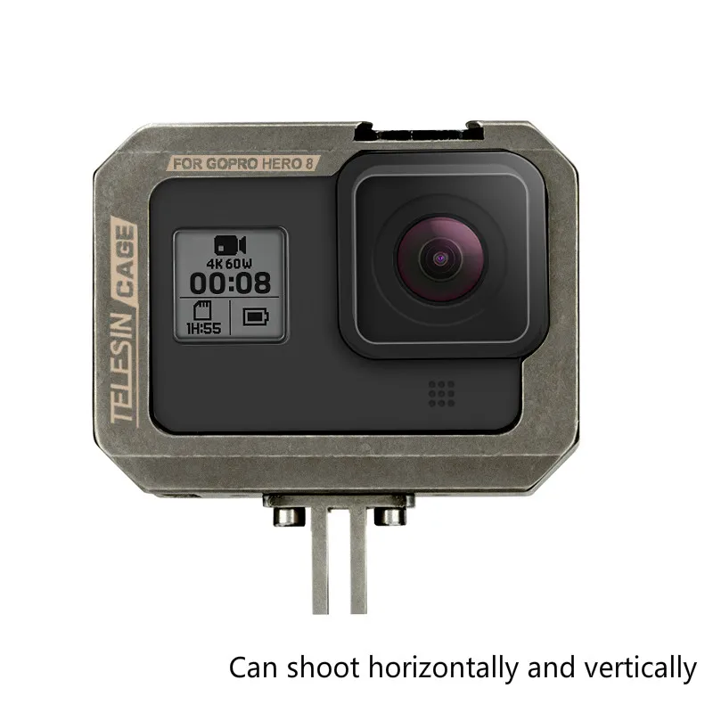 B Чехол из алюминиевого сплава с ЧПУ для съемки под разными углами для GoPro Hero 8, Защитный металлический корпус для Hero 8, черные аксессуары - Цвет: B