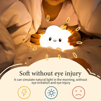 

Bedroom Silicone Nursery Portable Baby Cute Cloud Remote Control Kids Room Eye Protection Gift LED Night Light USB Rechargeable