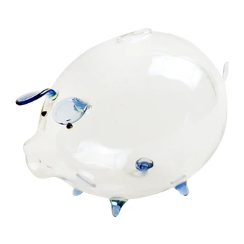 

Pig Piggy Bank Money Boxes Coin Saving Box Cute Transparent Glass Souvenir Birthday Gift For Children Kids-Blue