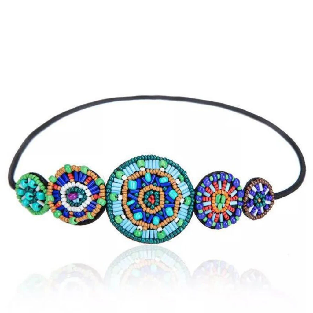 3X женские повязки на голову Boho эластичные бисерные повязки на голову для повседневной носки модные аксессуары для волос