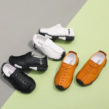 

KINE PANDA Kids Shoes Children Boys Flats Toddler Baby Boy Leather Doug Shoes Casual Sneakers 1 2 3 4 Years Old Black White