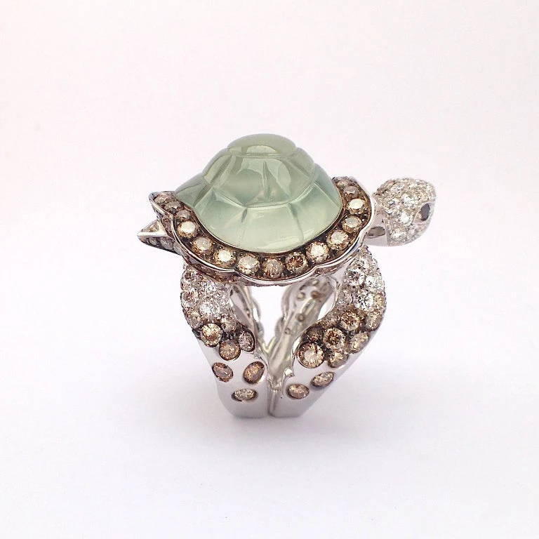 Женское и мужское милое кольцо в виде черепахи, винтажное романтическое свадебное кольцо в виде животных на удачу, Свадебный заказ 6-10 Q4M428 - Цвет основного камня: Зеленый