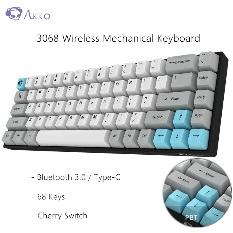 

Original AKKO 3068 Wireless Mechanical Keyboard 68 Keys Bluetooth 3.0 /Type-C Gaming Keyboard Cherry Switch for PC Computer