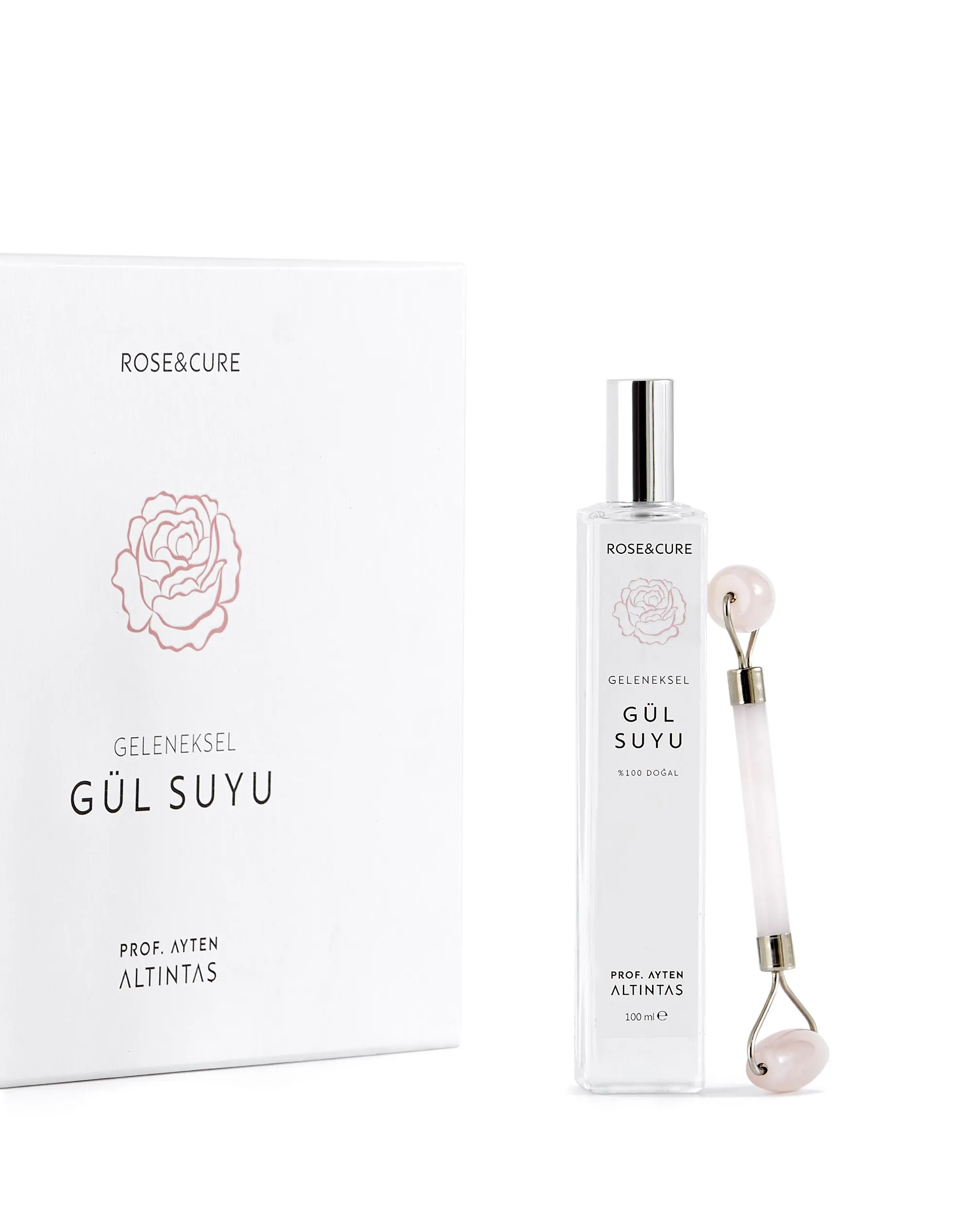 Чистая розовая вода и кварцевый ролик