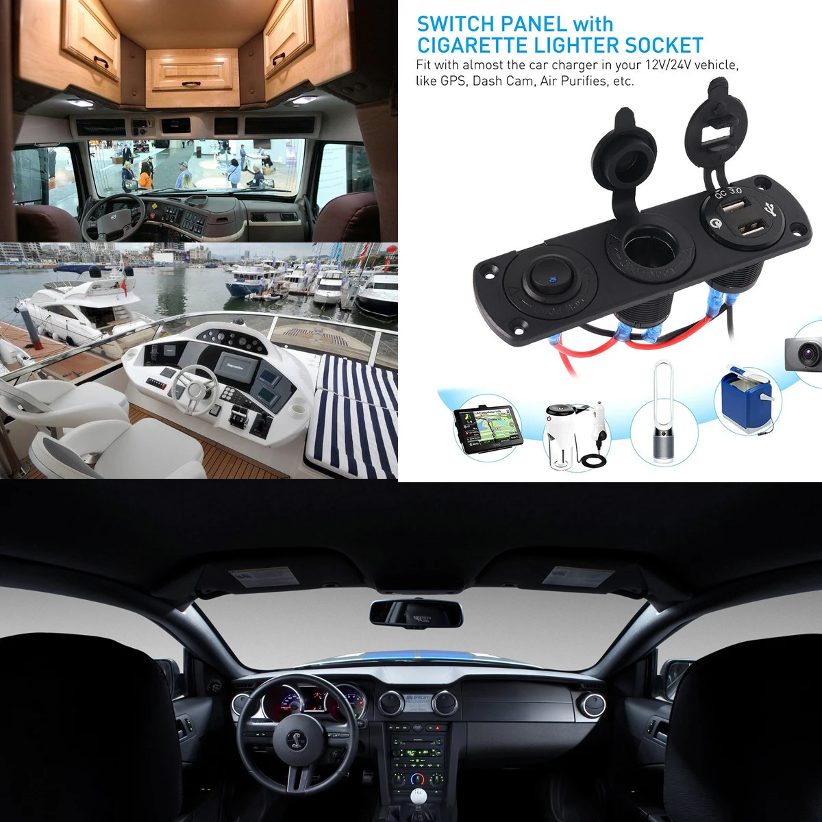 DC12V-24V розетка для автомобильного прикуривателя двойной USB зарядное устройство переключатель вольтметра зарядное устройство адаптер питания розетка аксессуары