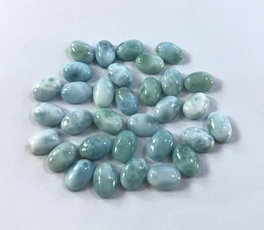 

100% Natural Larimar Oval Cabochon Wholesale Gemstone Beads 5pcs/lot 4x6mm 5x7mm Ring Face Stone Beads For Jewewlry Making