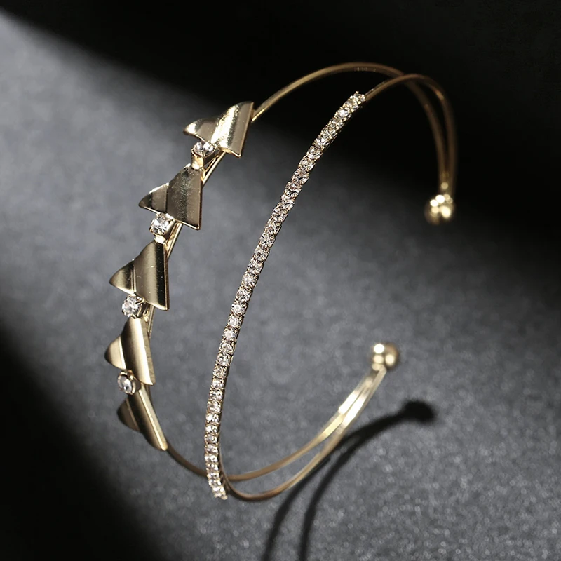 Модный Браслет-манжета золотого и серебряного цвета для женщин и мужчин Bijoux новые трендовые Кристальные браслеты и браслеты женские ювелирные изделия подарок