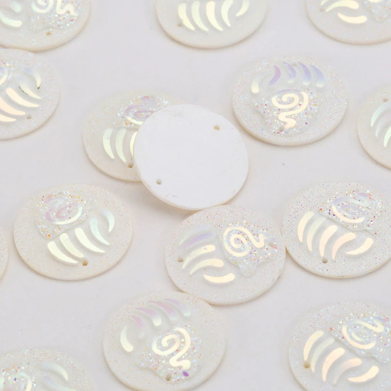 Taidian 25MM Round Resin Flatback Cabochons Bear Paw Rhinestone Gems For Indigenous Beaded Earring 50pieces/bag - Цвет: R1-4-4