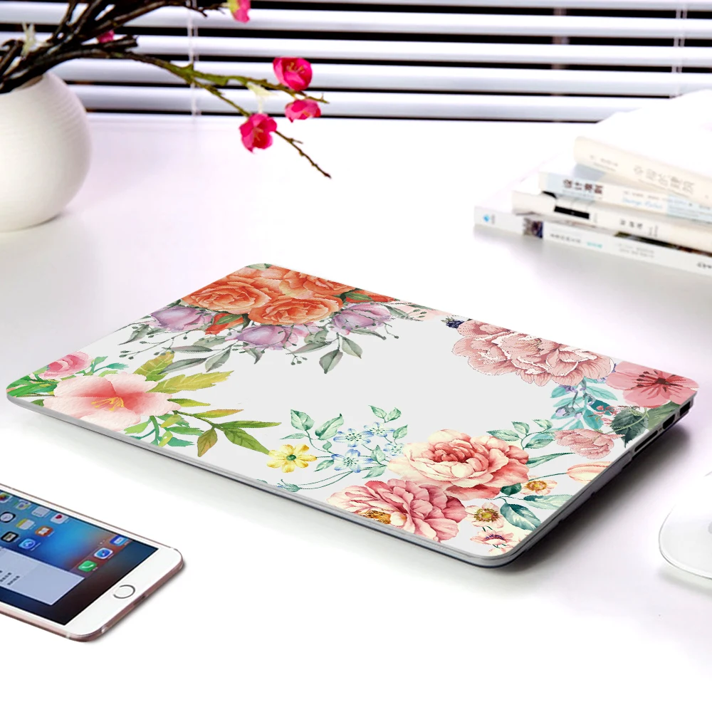 Жесткий Чехол для ноутбука MacBook air 13pro Apple macbook Air13.3 12 15 A1932 A1989 A1708 A1707 A1466 с цветочным